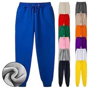 Men's Fleece Pants Sweatpants Joggers Elastic Drawstring Design Casual Sports Outdoor Daily Comfort Soft Solid Color Navy Apricot Green S M L
