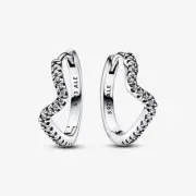 *BRAND NEW* Pandora Timeless 925 Silver Sparkling Wave Hoop Earrings 292545C01
