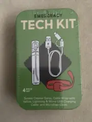KIKKERLAND Emergency TECH KIT Travel On The Go 4-Piece Set-Reusable Tin Sealed