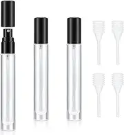 Pack of 4 Refillable Perfume Atomisers, 10 ml Glass Perfume Bottle, Mini Travel Perfume Atomiser for Travel, Portable Empty Spray Bottles for Travel Bag Perfume Bottle Atomiser + 4 Pipettes (Black)
