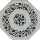 12" Marble side Table Top semi precious stones malachite floral Inlay Work decor