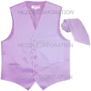 New Men's Vesuvio Napoli Tuxedo Vest Waistcoat Necktie prom party Lavender