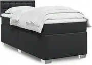 vidaxl - Box Spring Bed King Single - Faux Leather, Pocket Spring Mattress - LED Lights Wave - Modern Bedroom