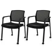 Giantex 2x Mesh Office Chair Mobile Training Conference Chair Computer Chair Mid Back Black