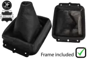 BLACK REAL LEATHER GEAR BOOT+PLASTIC FRAME FOR MITSUBISHI LANCER EVO 10 X