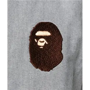 A BATHING APE LARGE APE HEAD OXFORD BD SHIRT 大猿人頭刺繡長䄂襯衫