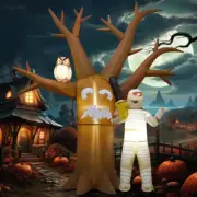 12 FT Halloween Tree Inflatable with Mummy, LED-Lit