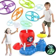 Outdoor Games for Kids Ages 4-8,Flying Disc Launcher Toy with Fluorescent Flying Discs,New Year Party Games for Boys Girls Ages 3-5,Family Party Games for Kids
