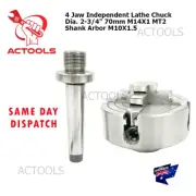 Chuck Independent Lathe 70mm 4 Jaw Dia. 2-3/4" M14X1 MT2 Shank Arbor M10X1.5 AU