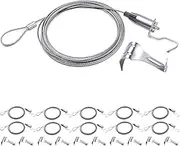 ECUDIS Picture Rail Hanging System, Adjustable Picture Hanging Wire Kit with Hooks, Art Picture Display Kit for Wall Picture, Exhibition, Art Gallery(10 Pcs, 1 Meter)