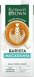 [Australia's Own] Barista Dairy Free Vegan Macadamia Milk for Coffee Latte & Espresso, 1 Litre (Pack of 8)