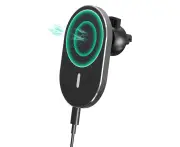 X19 Aluminum Alloy Magnetic Car Wireless Charger-Black.Compatible with Apple iPhone 8 and above phones