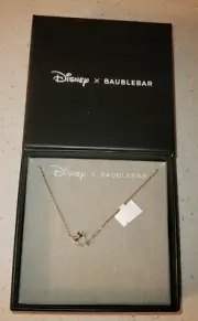 NEW Disney X Baublebar Minnie Mouse Gold Crystal Bow Ears Necklace In Box