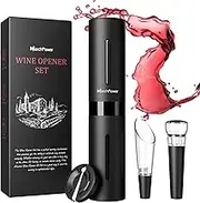 Marchpower Electric Wine Opener Set, Automatic Wine Bottle Openers Cordless Battery Powered Corkscrew with Vacuum Wine Stoppers Wine Aerator Pourer Foil Cutter for Home Gift Party Valentine's Day