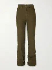 [SAINT LAURENT] SAINT LAURENT - Clyde Cotton-corduroy Slim-leg Pants - Green - 24 24 Green