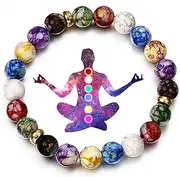 [YANCHUN] Chakra Bracelets for Women Healing Stone Bracelet Beaded Bracelet Yoga Balance Energy Essential Oil Anxiety Relief Jewelry Gifts Stocking Stuffers, adjustable, Zinc, no gemstone