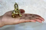 Spiritual Brass Ornate Laddu Gopal Bal Gopal 2" Krishna Statue Home Decor Temple