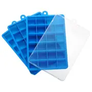 3pcs Ice Cube Tray with Lids, Silicone Square Ice Molds for Freezer, Deep Blue
