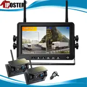 Wireless 7" Quad Monitor DVR 1080P Solar Magnet Backup Camera 256GB For Truck