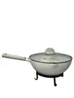 Master Wok Class Cookware 2Pc. Wok set White with red Speckled New!