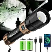 LED Flashlight High Lumens,Super Bright Rechargeable Flashlight 8000mAh,Zoomable