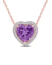 Rina Limor Silver 3.43 ct. tw. Amethyst Heart Necklace