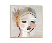 60cmx60cm Calm Girl Gold Frame Canvas Wall Art