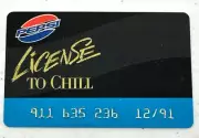 Pepsi License To Chill 1991 Black Credit Card Promo Soda Pop Cola Challenge
