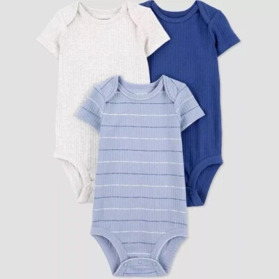 Newborn Baby Boys' 3pk Blue/Gray Bodysuits - Carter's Just One You