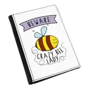 Beware Crazy Bee Lady Passport Holder Cover Wallet - Funny Animal Cute Bumble