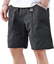 [PHJTOMK] Men's Comfy Hiking Cargo Shorts Relaxed Fit Quick Tactical Short Waterproof Solid Color Dry Male Running Shorts