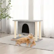vidaXL Cat Tree Light Grey Engineered Wood, Plush, Sisal 19.7 in Durable