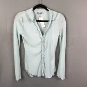 Urban Outfitters Top Womens S Light Blue Accordion Pleats Office Feminine NEW