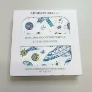 ADDISON BELLE NEW Organic 100% Cotton Fitted Crib Sheet OUTER SPACE