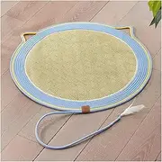 Summer Cute Cat Mat Super Large Rattan Woven Pet Cushion Mat Four Seasons Universal Cat Scratch Board Not Easy to Remove Scraps(M-Diameter 60cm)