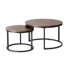 NNEED Set of 2 Nesting Coffee Table Round Walnut&Black