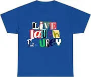 [X.Style] Live Laugh Laufey Collage Y2k T-Shirt for Adults Crew Neck Short Sleeve Tee Shirt Royal S