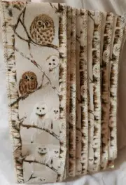 Snowy White OWL On A Branch Ribbon Glittery- 2.25" Wide Beige, Brown 1.5 Yards+