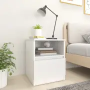 White Bedside Cabinet Set 2 Pcs Chipboard Bedroom Nightstand Table Organizer