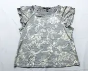 White House Black Market Women's S/S Go Getter Ruffle Sleeve Tee AP2 Gold Large