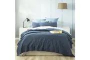 Renee Taylor Attwood VT Queen/King Bed Quilted Coverlet Stone Washed Cotton Ink