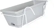 Qianly Fence Balcony Hanging Railing Planter with Rack Countryside Yard Easily Install Outdoor Container Flower Pot Railing Planter, White