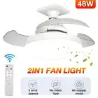 Large Ceiling Fan E27 Socket Fan 48W with Dimmable LED Light Remote Controller