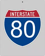 Interstate I-80 LARGE 12"x15" metal hwy sign - Reno to Salt Lake City to Omaha