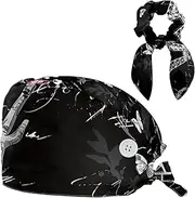 [YTYVAGT] Scrub Caps Women,Scrub Hats Suitable for Women,Eiffel Tower Pattern Flower