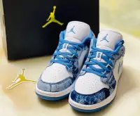 在飛比找Yahoo!奇摩拍賣優惠-Nike Air Jordan 1 Low 喬丹 白藍 水洗