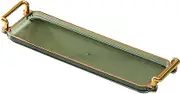 WeiLaiKeQi Rectangle Serving Tray Jewelry Tray with Handles Snack Candies Plate Decorative Tray Vanity Tray for Party Living Room Kitchen, Green