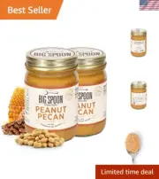 Peanut Pecan Butter w/Organic Wildflower Honey & Sea Salt - Raw Honey Low Sug...