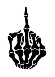 SKELETON MIDDLE FINGER Large Stencil Template Airbrush Paint 9 1/4" X 6"