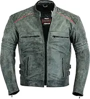 Tracker Motorbike Leather Protective Jacket Distrssed Finish